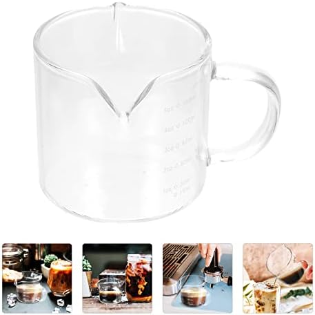 Hemoton 150ml Glass Creamer Pitcher espresso čašice za Espresso čašice sa ručkom dupli izljevi za mjerenje trostruko staklo za Vrč