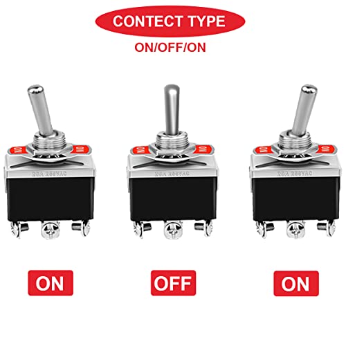 MKBKLJY 5PCS AC 15A 250V 20A 125V HARMANY ROCKER Toggle sklopka 6 PIN DPDT ON / OFF / na metalnom prekidaču za šišmišu sa vodootpornim