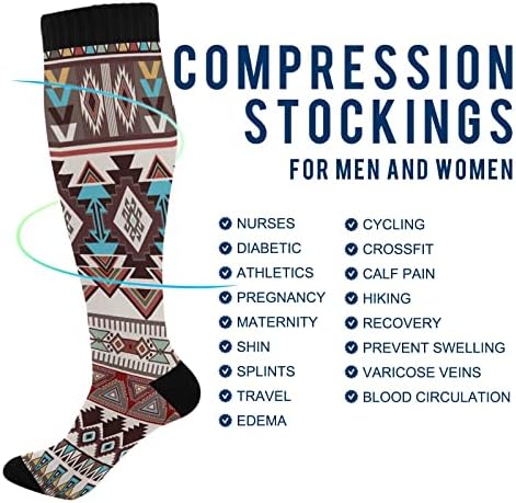 Kigai Aztec Navajo Čarape za kompresiju za žene i muškarce Cirkulacija - najbolje za trčanje, medicinsku medicinu, putovanja, biciklizam
