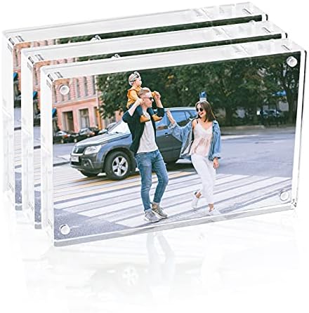 Elabo akrilni okvir za slike 4x6, dvostrani čisti okvir za fotografije, magnetski okviri za fotografije, debljine 12 + 12 mm, stojinski