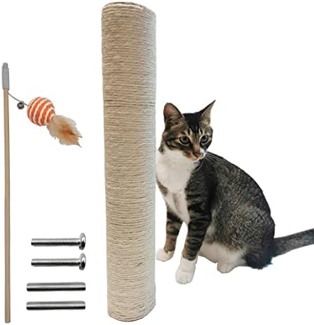 20/50cm visok prirodni Sisal Rezervni mačji stub za grebanje zamjenski stub prečnika 3,15. i igračka štapića za mačje perje za grebanje