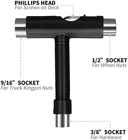 YOJOR alat za Skate t alat sve-u-jednom, višenamjenski prijenosni alat za skejtbord s funkcijom s Imbus ključem T-tipa i odvijačem