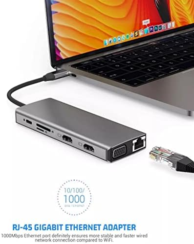 ZLXDP 12 u 1 USB C HUB Tip C Adapter za 4K VGA RJ45 LAN Ethernet SD / TF Hub 3.5 MM AUX 12 Port