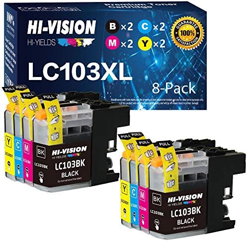 HI-Vision® 8 PKS kompatibilni LC-103 LC103 XL zamenu 2x kaseta za tintu za DCP-J152W, MFC-J245, J285DW, J450DW, J470DW, J475DW, J650DW,