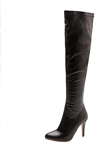 Badhub ženske čizme preko koljena čizme od umjetnih kožnih bedara Visoko čizme seksi šiljasti nožni patentni patentri patilet, visoke
