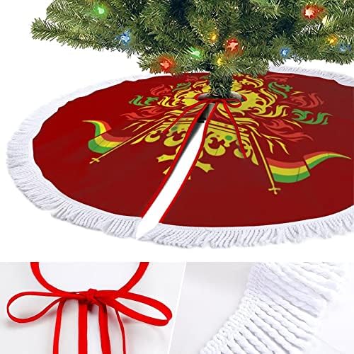 Rasta Lion božićna suknja crvena kolu Xmas suknja sa drvećem sa rubom za unutarnju unutrašnje dekoracije na otvorenom