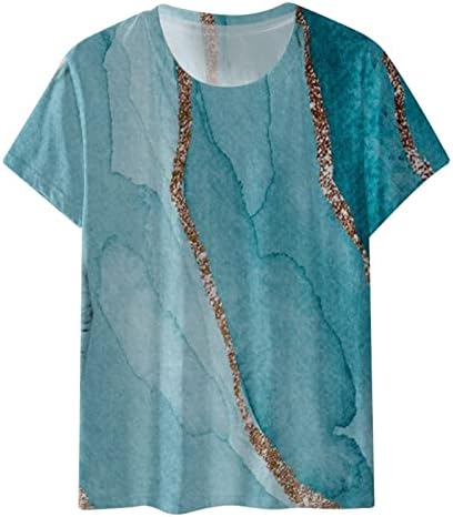 Komigeewa Hrumske košulje za teen djevojku Ljeto Jesen kratki rukav Crew Crw Crt Mramorni ispis Bluze Thirts Ženska odjeća Y2K 6h