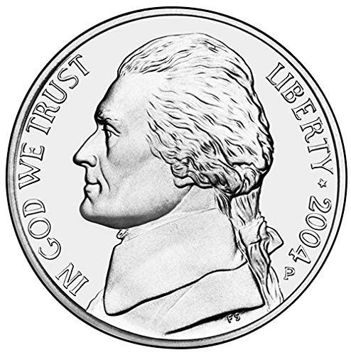 2004 P BU mirovna medalja Jefferson Nickel izbor Neprirugirana američka menta