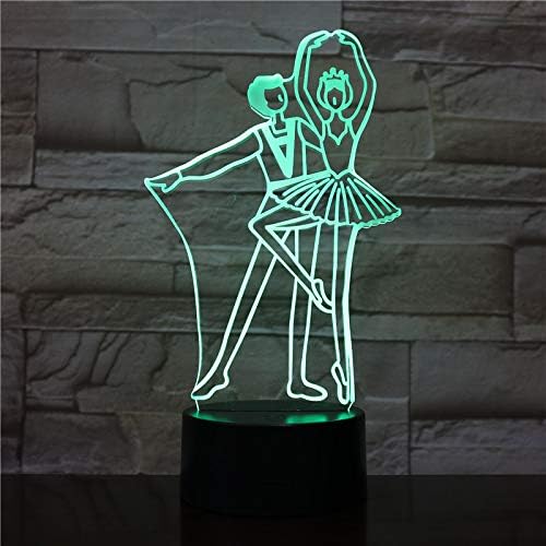 Jinnwell 3d balet noćna lampa iluzija 7 promjena boje dodirni prekidač stol ukrasne lampe Led božićni poklon sa akrilnom ravnom ABS
