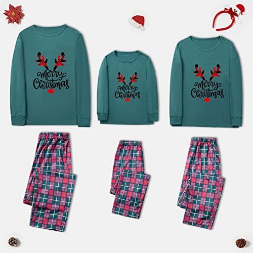 Odgovarajuće božićne porodične setove pidžama, Xmas dugi rukav Xmas Reindeer Snowflake vrhovi hlače Trendi salon odijela
