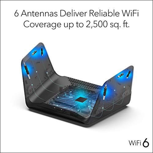 NETGEAR Nighthawk WiFi 6 Router 8-Stream Gigabit Router, AX6600 Tri-Band wireless Speed, pokrivenost do 2,500 sq.ft. i 40 uređaja