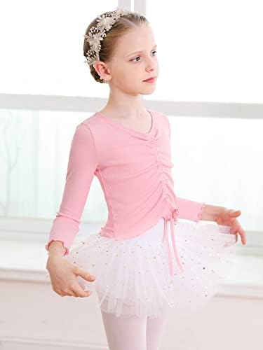 Balet s dugim rukavima TOP Girls Dance TOP Knit balet Duks pulover Topli plesni odijelo ružičasta crna 2t-9years