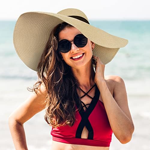 Sklopivi šeširi za plažu za žene, vezeni Floppy šeširi za žene plaža, vokacija, krstarenje, medeni mjesec, putovanja