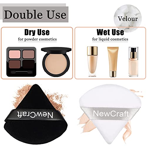 Newcraft 6pcs puffs za prah za lice, trokut Podešavanje makeup puff Duque Meft Velor Laod puder mineral s osjetljivom vrpcom, mini