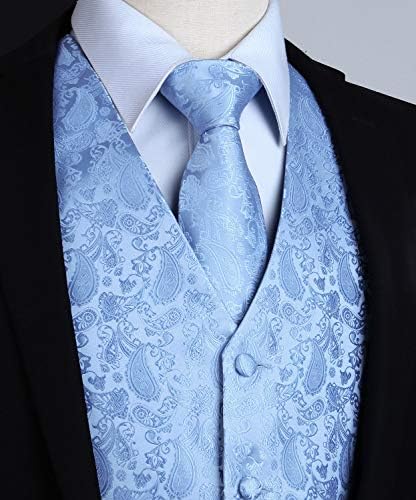 Hisdern 3pc Muški paisley cvjetni žakard odijelo prsluk i kravat i džepni kvadrat formalni prsluk za tuxedo vjenčanicu