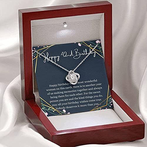 Nakit za poruke, ručno izrađena ogrlica - personalizirani poklon love čvor, sretna 42. rođendanska ogrlica s porukom, poklon za 42.