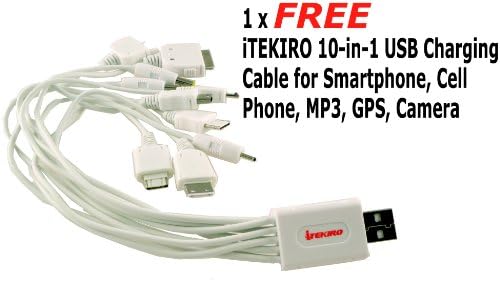 ITEKIRO AC zidni komplet za punjač automobila za punjač automobila za Panasonic DMC-FX150EFK + ITEKIRO 10-IN-1 USB kabl za punjenje