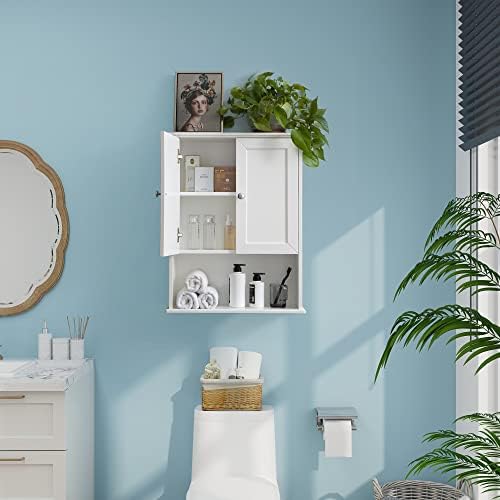 VANIRROR bijeli zidni ormar za kupatilo preko ormarića za toalet, 24x30 inča iznad ormarića za toalet Drvo ormarići za lijekove zidni