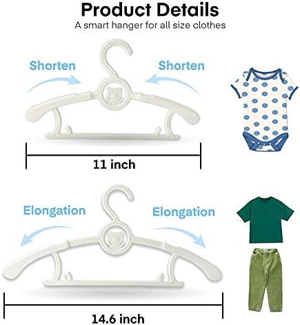 Vješalice za djecu, podesivi vješalice za odjeću za novorođenčad i bebe - 10packs ,, bijeli