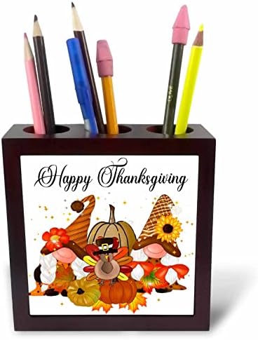 3drose Sretan Dan zahvalnosti jesen Patuljci sa bundeve i držači Turska-pločica olovku