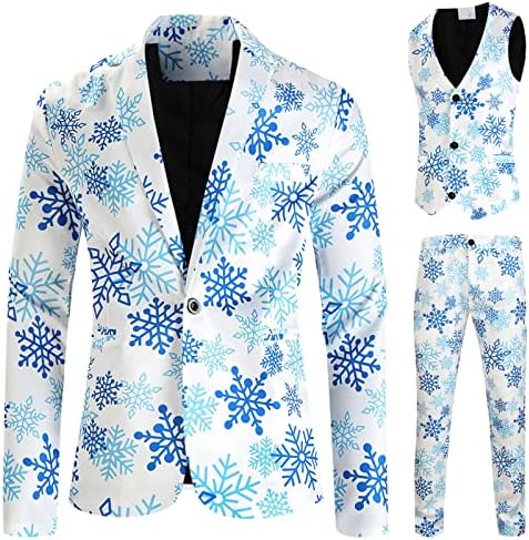 Wocachi Muns odijela 3 komada Slim Fit Xmas odijelo za muškarce začepljen rever Formal Prom Tuxedos jakne hlače