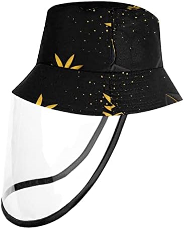 Zaštitni šešir za odrasle sa štitom za lice, ribarsko kapa protiv sunca, tropski zlatni listovi moderni