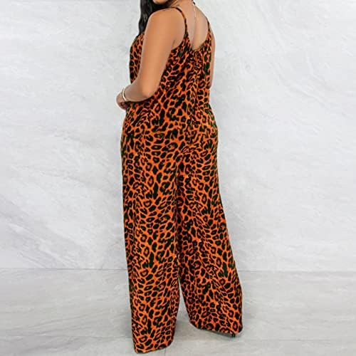 MTSDJSKF Pamučne Rompersi za žene Ženski kombinezon za žene Ljetni Leopard Print Suspender Ležerne prilike Velike veličine Kombinezon