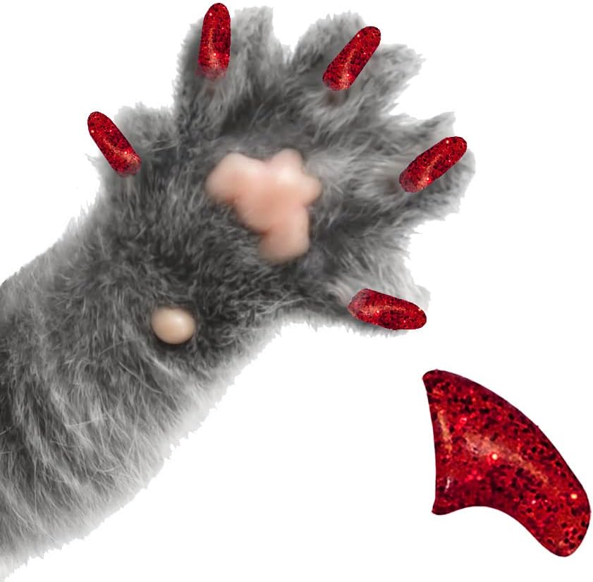 Lijepe kandže 6 mjeseci komad meke kape za nokte sa ljepilom za mačke kandže-Candy Apple RED Medium