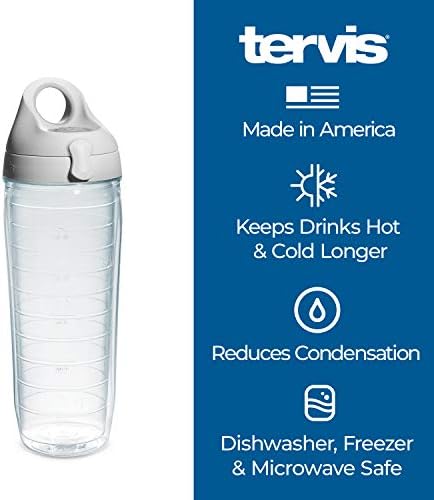 Tervis Coast Guard Classic Sell Izolirani Tumbler sa grbom i mornaricom sa sivim poklopcem, boca vode od 24 oz - TRITAN, Clear