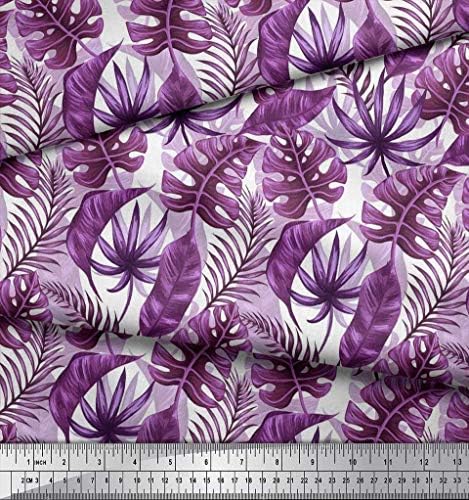 Soimoi ljubičasta pamučna Jersey tkanina tropsko lišće Print tkanina po dvorištu širine 58 inča