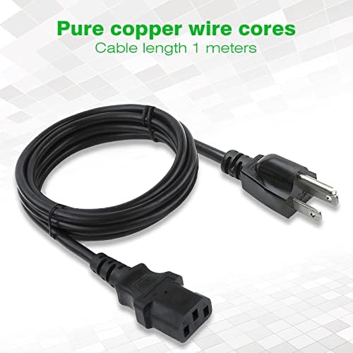 UltraPoE 18AWG kabl za napajanje računara za teške uslove rada,standardni 3.3 ft 10 ampera 120V Crni zamenski kabl za napajanje sa