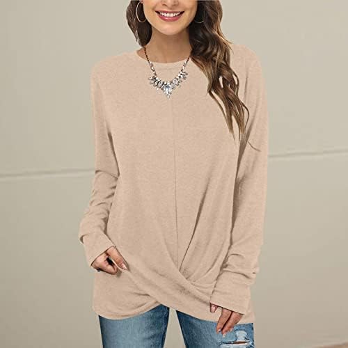 Ženske tuničke vrhove za gamaše prednje dugih rukava O-izrez T-majice Casaul majica plus pulover veličine