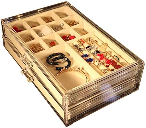 QTT kutije za nakit sa 2 ladice Organizator nakita Velvet za naušnice Bangle Narukvica Ogrlica Očisti akrilni nakit za skladištenje