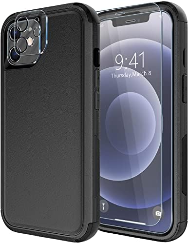 Diverbox za iPhone 12 CASE [TOCKOTS] [Ispušten] [Zaštitni zaslon od kaljenog stakla + zaštitnik fotoaparata Zaštitnik za zaštitu od