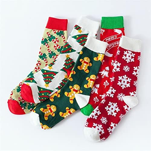 WPYYI 5kom modnih čarapa čisti pamuk za muškarce i žene Crtić Holiday Old Man snjegović Plus Size plišane čarape