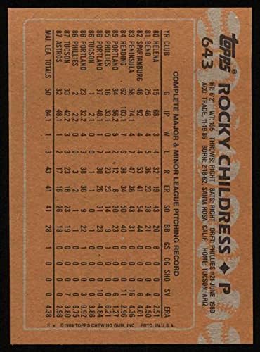 1988 TOPPS # 643 Rocky Childress Houston Astros NM / MT Astros