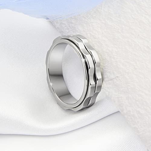 LuckyAmor Fidget prstenovi za anksioznost za žene, rotirajući prsten za anksioznost od nerđajućeg čelika Fidgets dva zupčanika Fidget