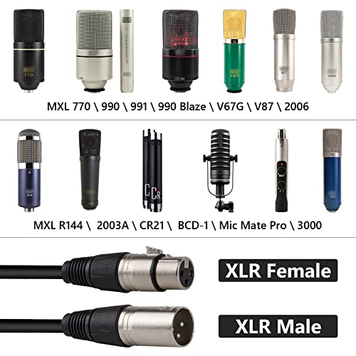 GEEKRIA za kreatore XLR muški na XLR ženski mikrofonski kabl 10 ft / 300 CM, kompatibilan sa MXL 770, 990, 991, 990 Blaze, V67G, 2006,