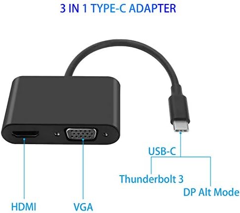 USB C do HDMI VGA adapter, USB tip C do dual VGA HDMI razdjelnik Converter, kompatibilni MacBook Pro, površina Go, Samsung Galaxy