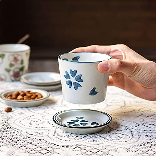 Caalio Japanese čajne čajne čahure sa tanjirima poklopca, keramika za Chawanmushi Matcha kafa čaj za desert, ručno oslikana keramika