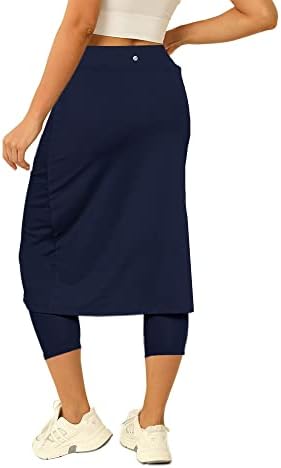 Aurgelmir ženska suknja za tenis sa Caprisom gamaše Golf Duljina koljena Skorts Atletic Long suknje za žene sa džepovima