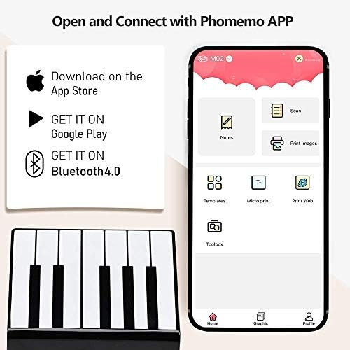 Phomemo M02 džepni štampač - sa prozirnim zlatnim papirom od 3 rolne, kompatibilan sa iOS + Androidom za Dnevnik plana, bilješke o