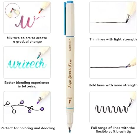 WRITECH Arts Sign Brush Pen Kist vrh Marker filc vrh olovke u boji na bazi vode 12 različitih Vintage boja odlično za pisanje slova