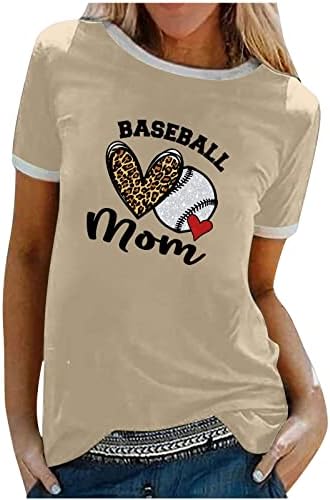 Ženski vrhovi slatka grafička košulja srca Trendy bejzbol mama ties kratki rukav posadni vrat casual labave bluze