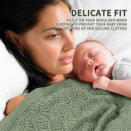 Showyvan kabel pletenica za bebe pokrivač organski pamuk zeleni prijem bebe bobe za bebe meko kukičani deka za dijete za novorođene