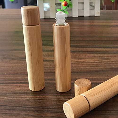 6 komada Rola na bocama 10ml bambusova školjka čiste staklene valjke boce prazne boce za ulje za ulje s nehrđajućim čeličnim valjkama