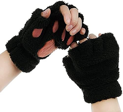 Rukavice sa Poluprstom tople slatke karikature debele flis rukavice sa Halterom plišane rukavice za žene hladno vrijeme