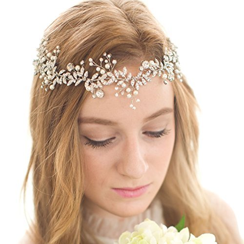 FAYBOX ručno rađeni kristalni Rhinestones vjenčani bend za mladenku za kosu Accessorie Headpieces Silver-tone