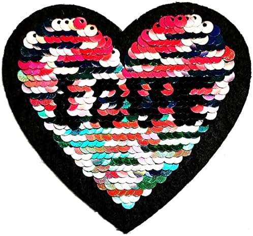 Kleenplus Sequins Heart Sew Iron on Patch vezena aplikacija zanat ručno rađena odjeća haljina biljni šešir Jean naljepnica Ljubav