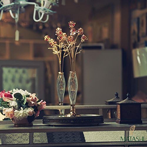 Matashi Rose buket cvijeća u ormaru za vazu umočen u 24K zlato zrtat s crvenim kristalima poklon za djevojku Dečko suprug supruga